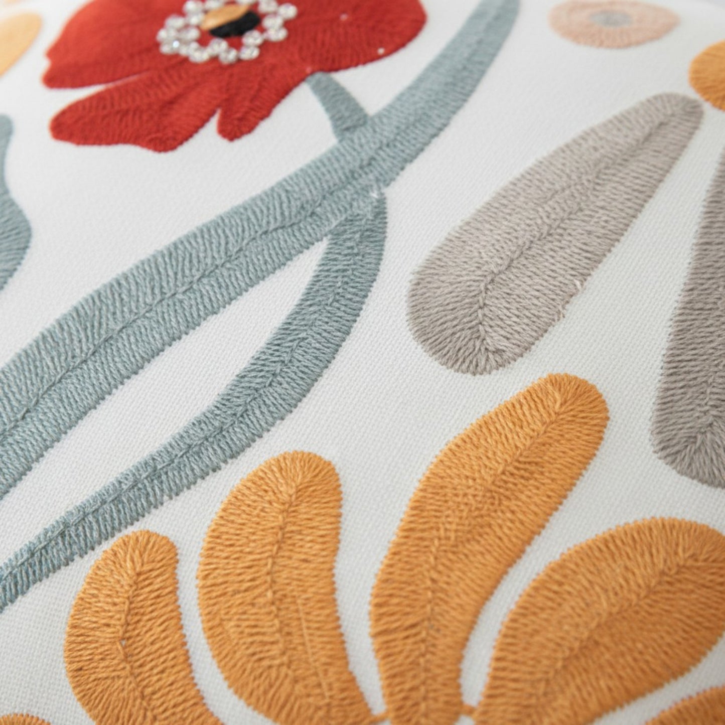 Decorative Floral Throw Pillow Cover Soft Textured Fabric Square Cushion Cover Single Pack