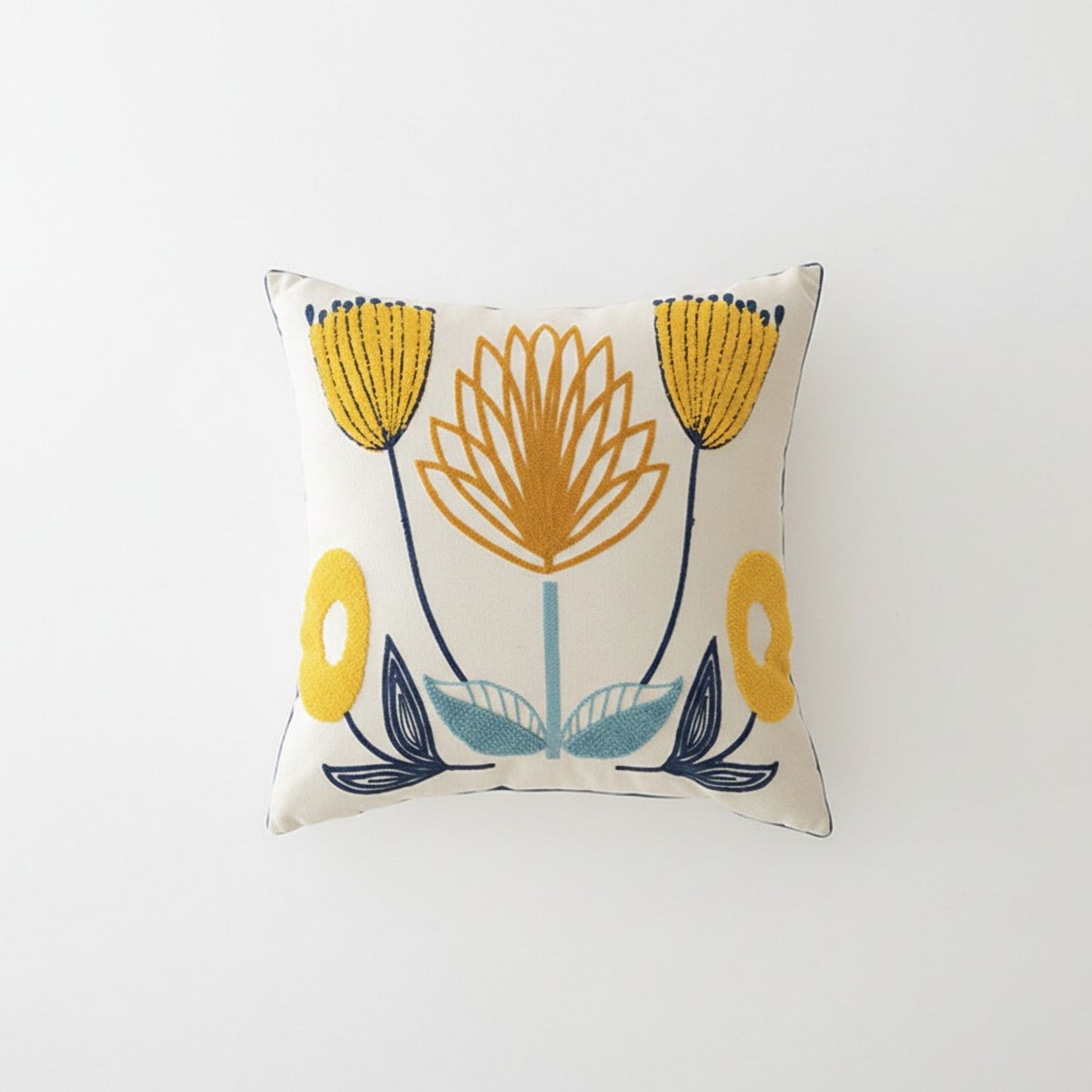 Decorative Floral Throw Pillow Cover Soft Textured Fabric Square Cushion Cover Single Pack