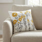 Decorative Embroidered Botanical Throw Pillow Cover Textured Fabric Square Cushion Cover Single Pack
