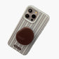 Striped Phone Case with Built In Phone Stand Raised Grip Accent Glossy Finish Slim Protective Cover
