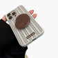 Striped Phone Case with Built In Phone Stand Raised Grip Accent Glossy Finish Slim Protective Cover