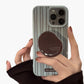 Striped Phone Case with Built In Phone Stand Raised Grip Accent Glossy Finish Slim Protective Cover