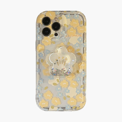 Floral Phone Case with Built In Phone Stand Clear Slim Protective Cover