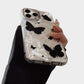 Butterfly Print Phone Case with Beaded Bow Wristlet Charm