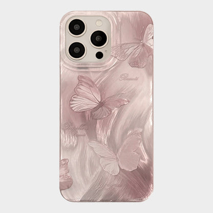 Butterfly Embossed Phone Case with Soft Wave Texture and Semi Translucent Finish