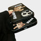 Teddy Bear Graphic Phone Case with Glossy Black Finish and Printed Text Design
