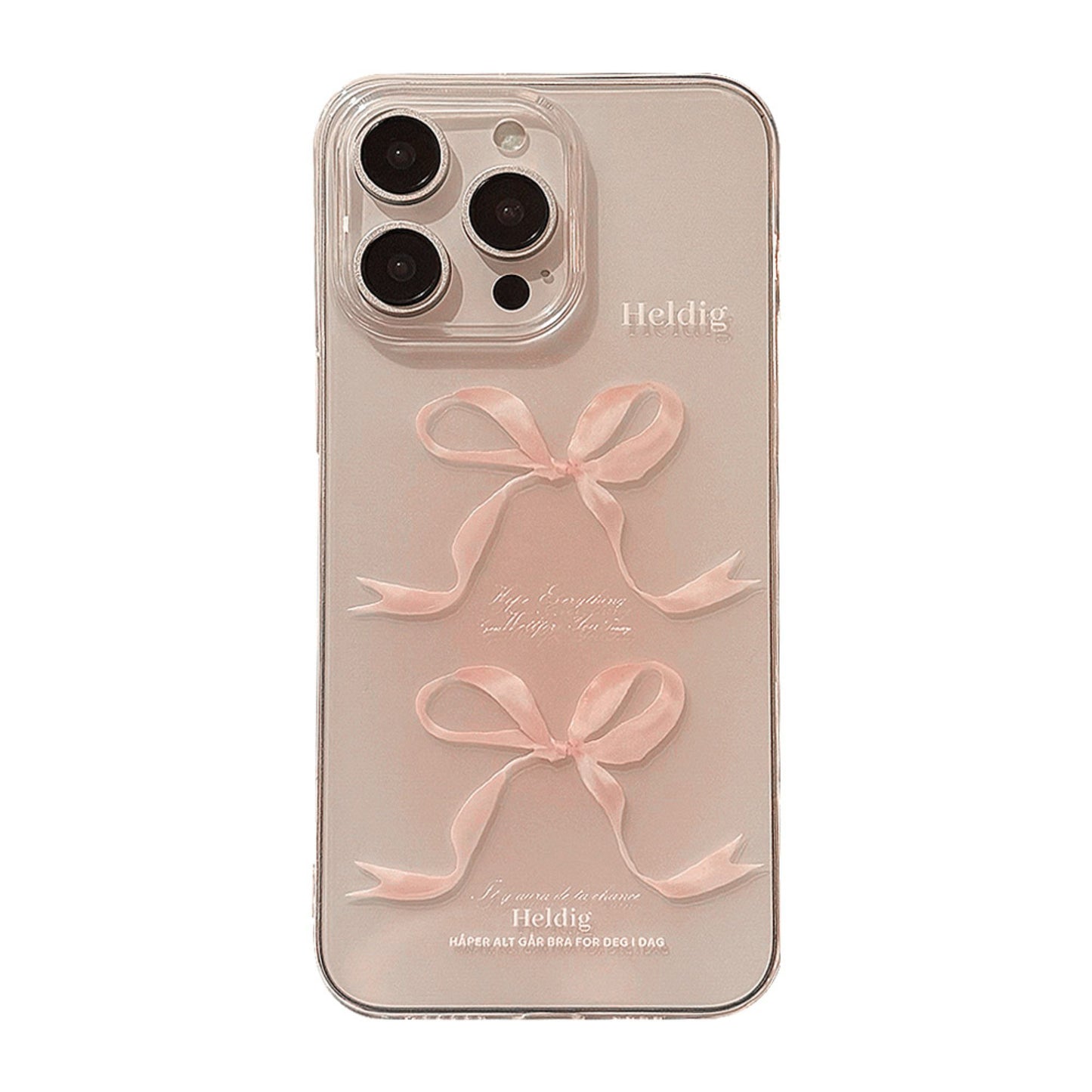 Bow Print Phone Case with Frosted Clear Finish and Slim Protective Design