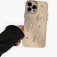 Pearl and Heart Embellished Phone Case Raised Iridescent Heart Design Protective Cover
