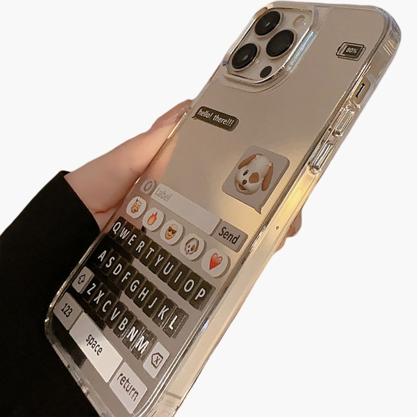 Mirror Phone Case with Chat Message Graphic Text Design Reflective Protective Cover