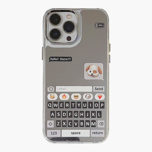 Mirror Phone Case with Chat Message Graphic Text Design Reflective Protective Cover