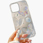 Pearl Butterfly Phone Case with 3D Floral Embellishment Glitter Design Protective Cover