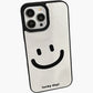 Smiley Face Phone Case with Textured Finish Minimal Graphic Design Protective Cover
