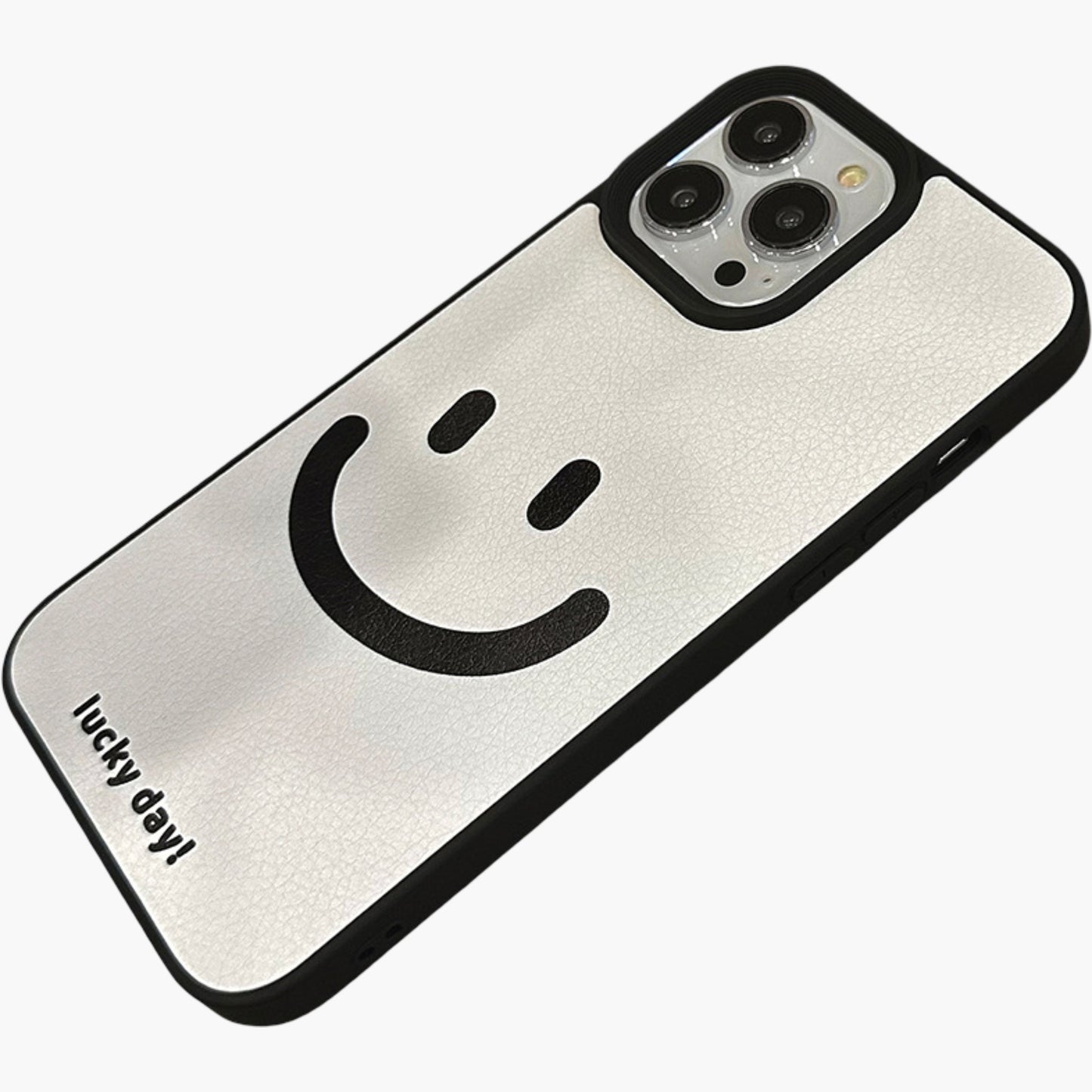 Smiley Face Phone Case with Textured Finish Minimal Graphic Design Protective Cover