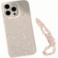 Iridescent Phone Case with Bow Pattern and Beaded Wrist Strap Pearl Detail Protective Cover