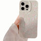 Iridescent Phone Case with Bow Pattern and Beaded Wrist Strap Pearl Detail Protective Cover