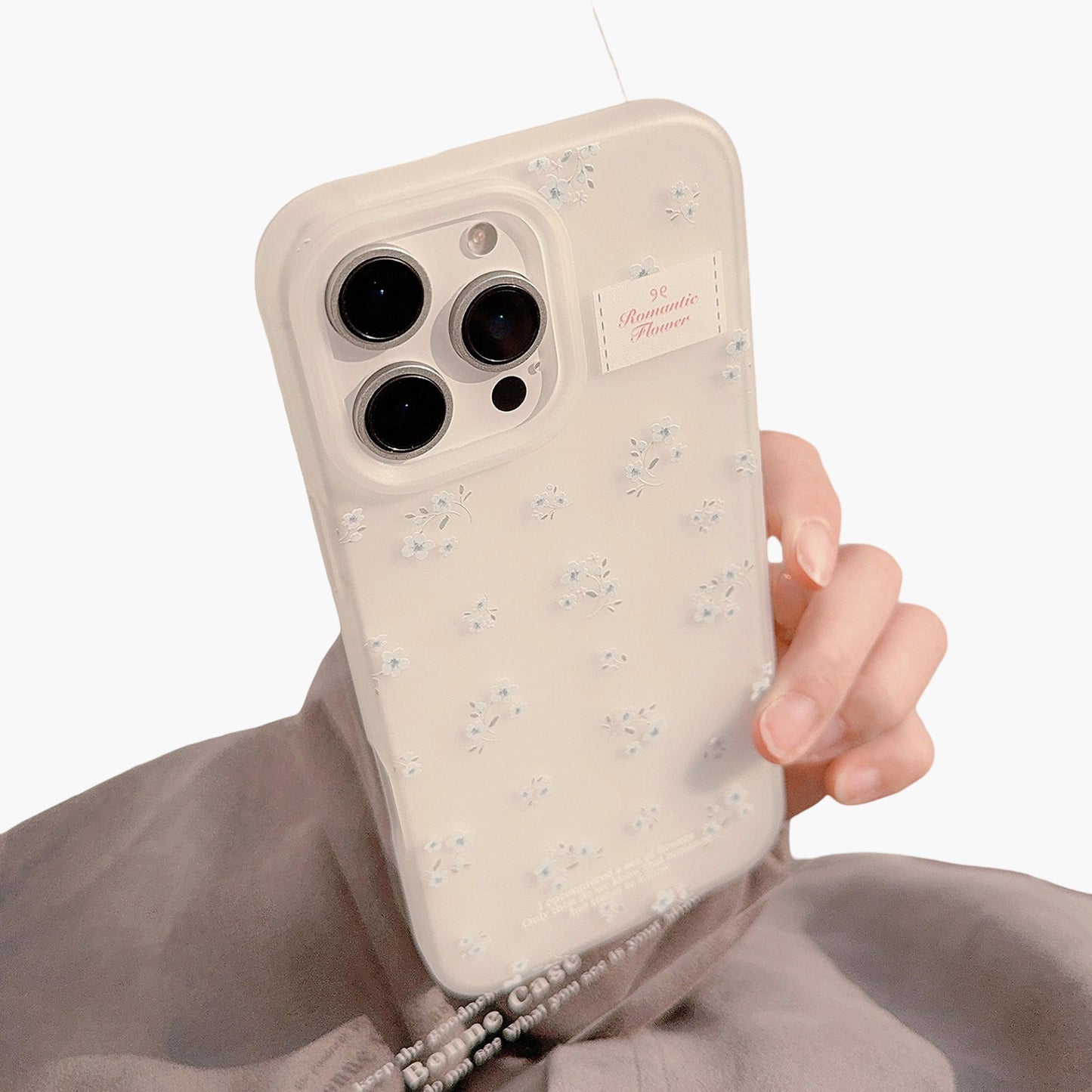 Floral Phone Case with Minimal Flower Pattern Soft Matte Finish Protective Cover