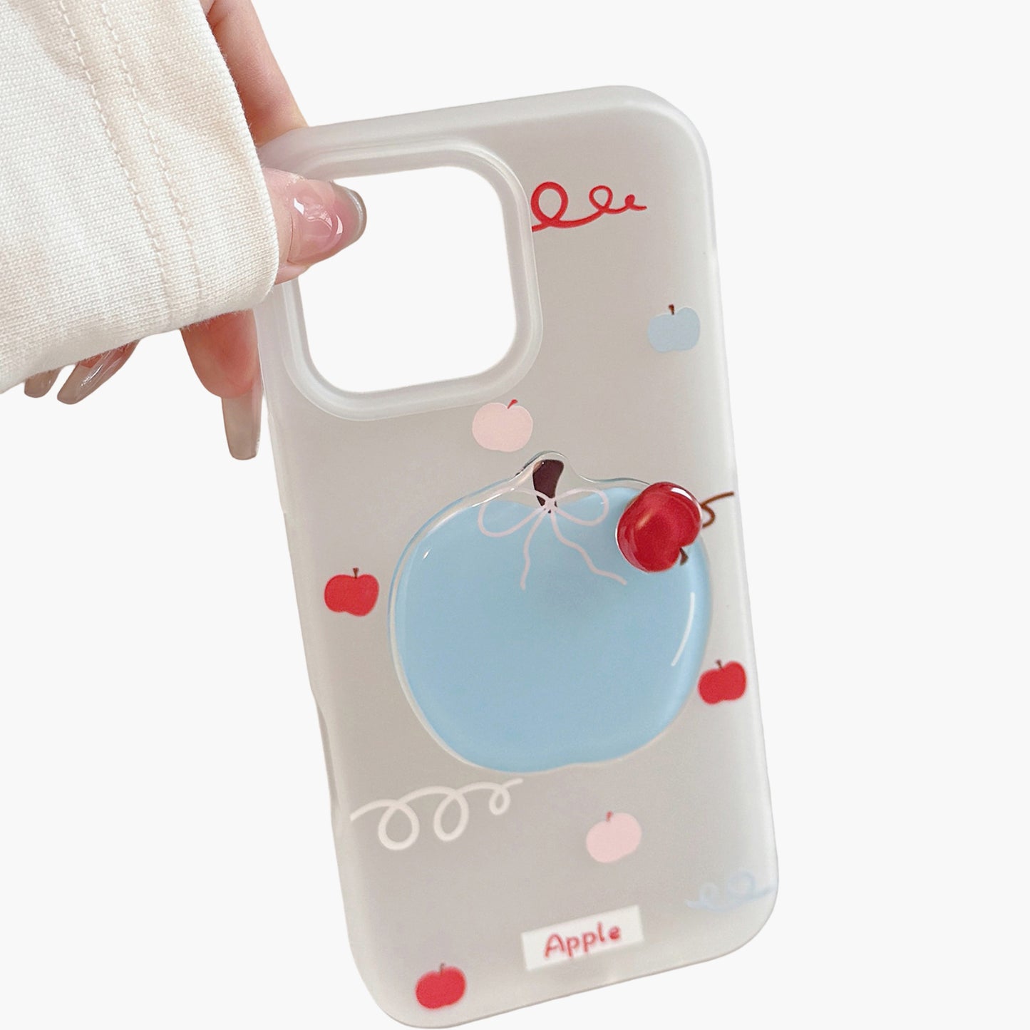 Apple Graphic Phone Case with Built In Grip Stand Fruit Design Protective Cover