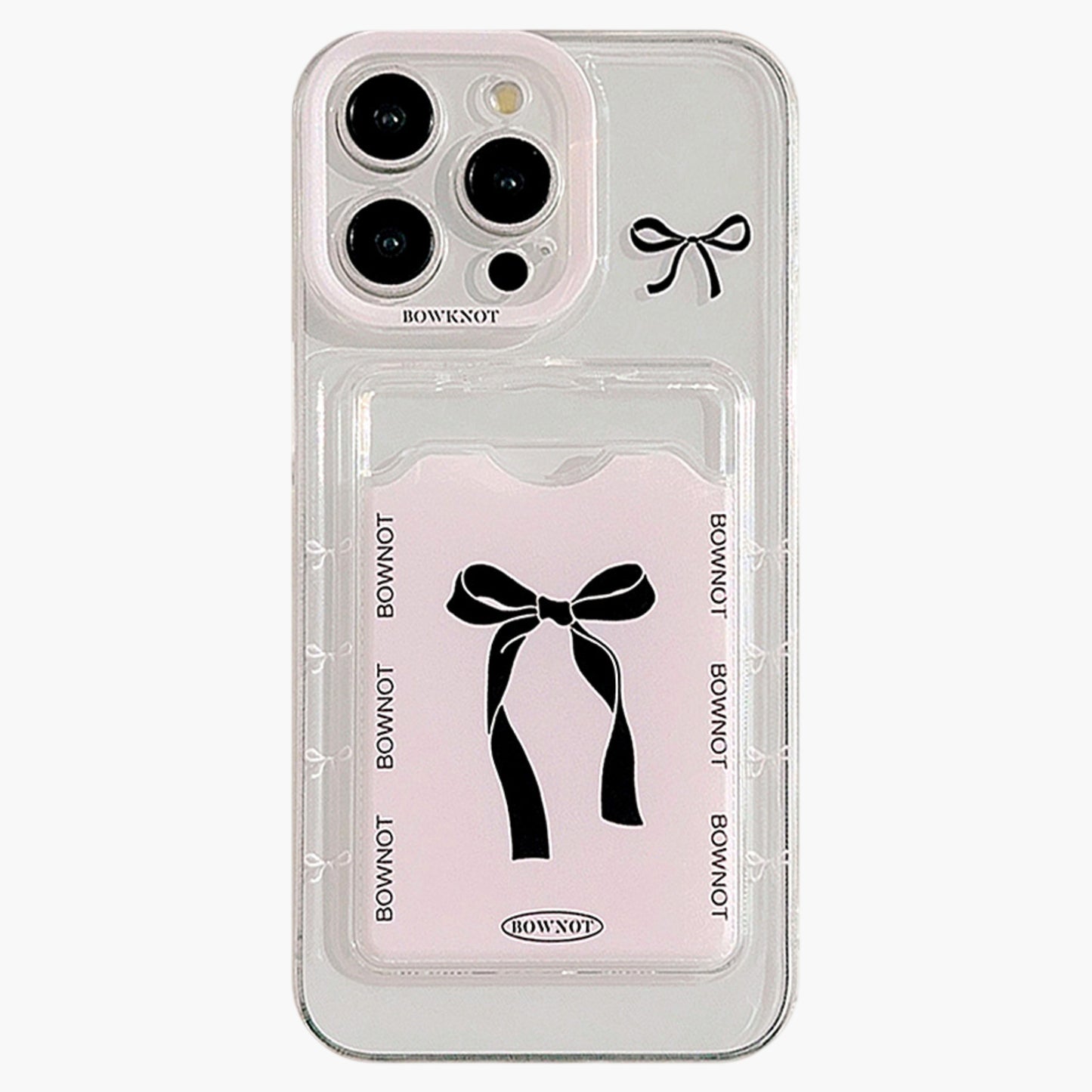 Phone Case with Card Holder Pocket Bow Graphic Design Protective Cover
