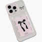 Phone Case with Card Holder Pocket Bow Graphic Design Protective Cover