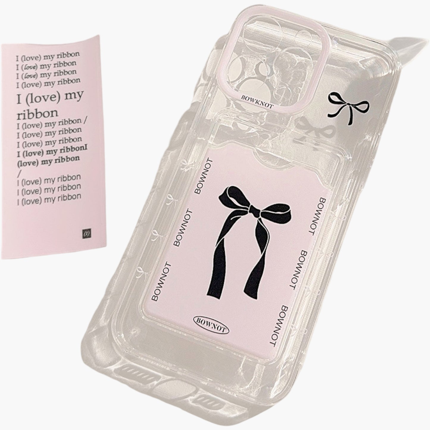 Phone Case with Card Holder Pocket Bow Graphic Design Protective Cover