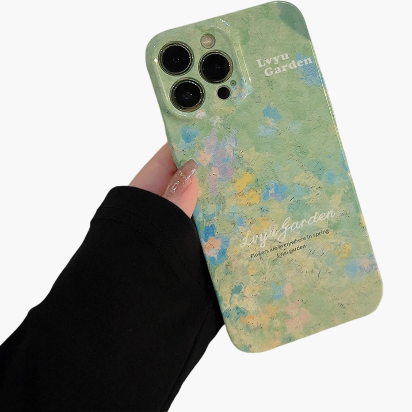 Floral Art Phone Case with Abstract Painting Pattern Soft Matte Protective Cover