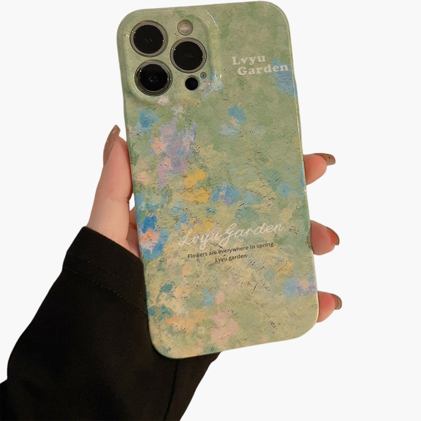 Floral Art Phone Case with Abstract Painting Pattern Soft Matte Protective Cover