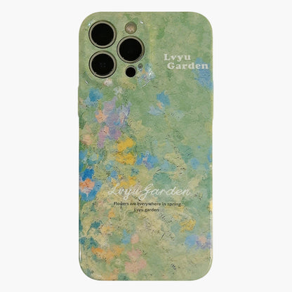 Floral Art Phone Case with Abstract Painting Pattern Soft Matte Protective Cover