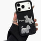 Embroidered Dog Pattern Phone Case Textured Fabric Protective Cover Shock Resistant Design