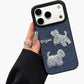 Embroidered Dog Pattern Phone Case Textured Fabric Protective Cover Shock Resistant Design