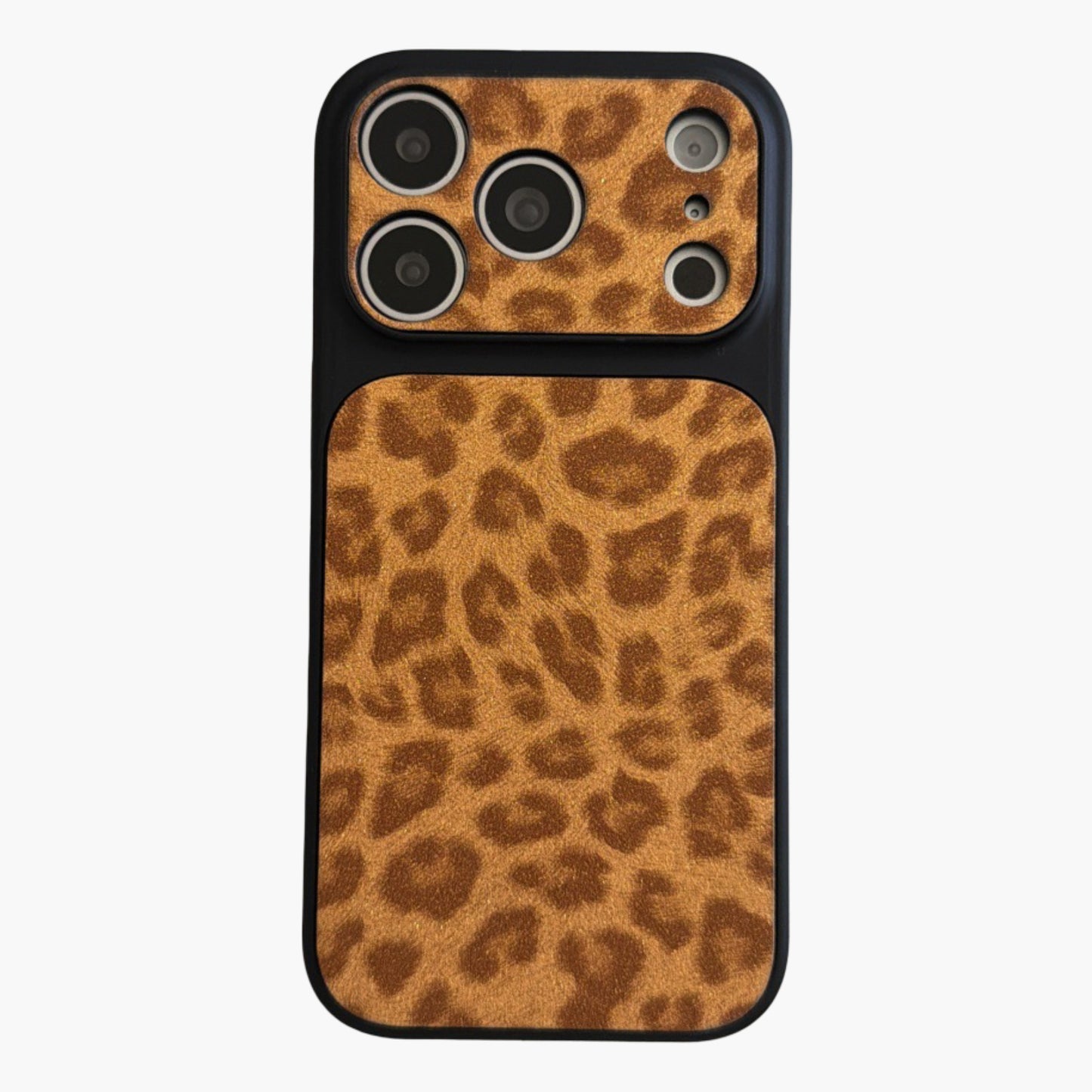 Leopard Print Phone Case with Wrist Strap Textured Back Protective Shock Resistant Cover