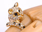 Gold Black Leopard Cat Cocktail Statement Bling Ring