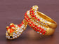 Ruby Red Body Fireopal Zircon Coiled Snake Sized Ring