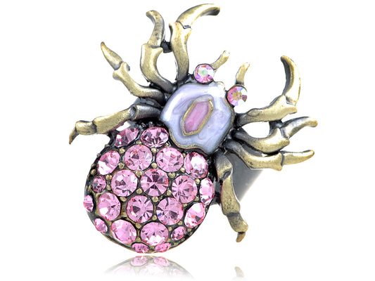 Rose Pink Body Spider Insect Bug Design Jewelry Ring