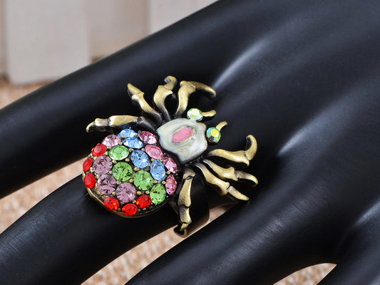 Multicolor Czech Body Spider Insect Bug Jewelry Ring