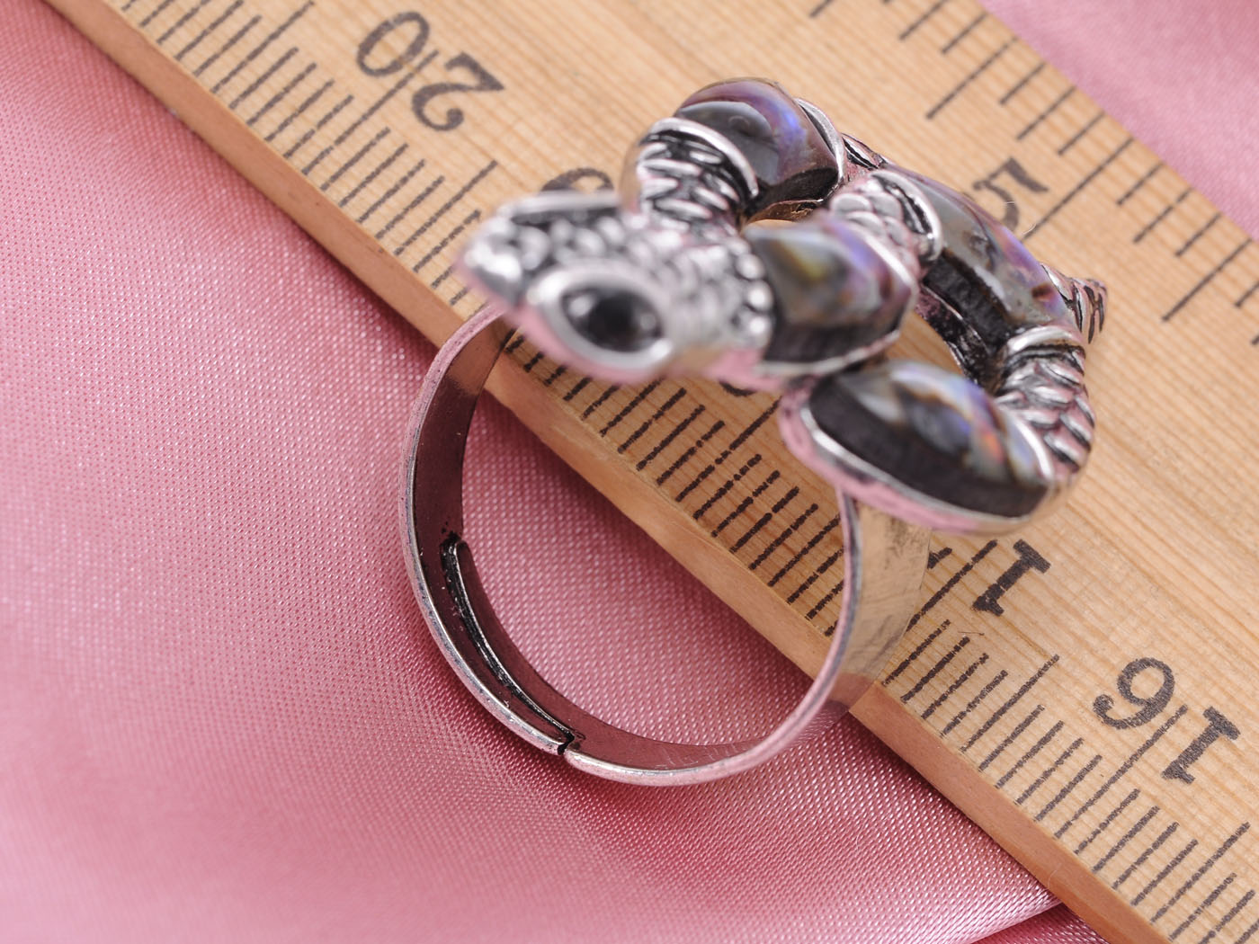 Shell Like Coiled Petite Snake Black Eye Ring