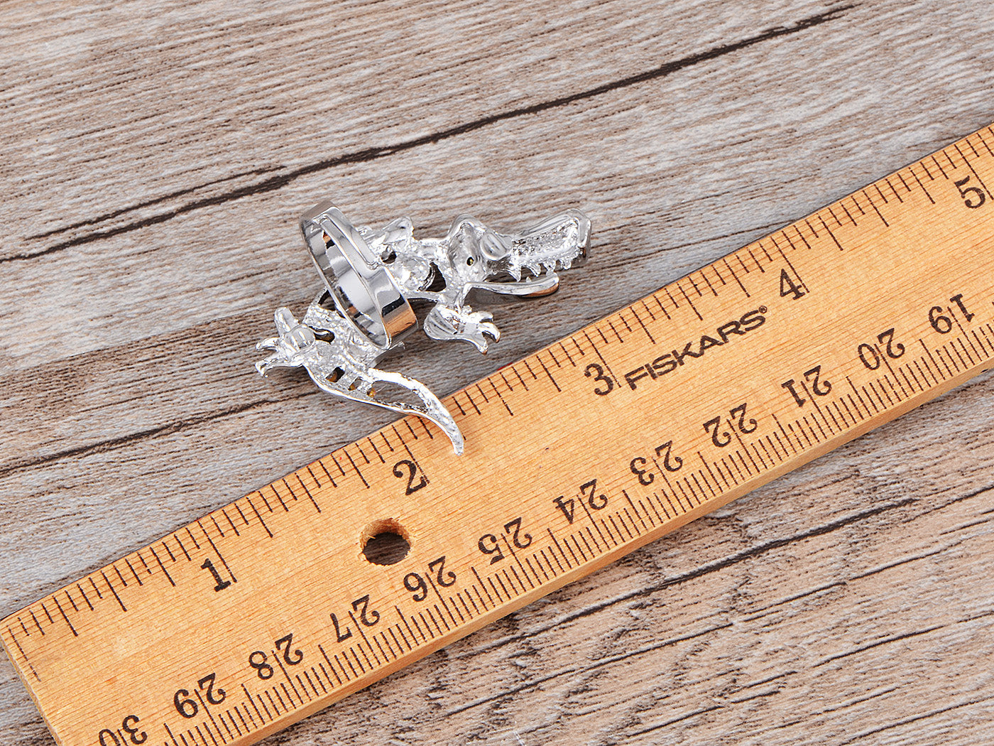 Silver Jewelry Pink Encrusted Crocodile Alligator Animal Ring