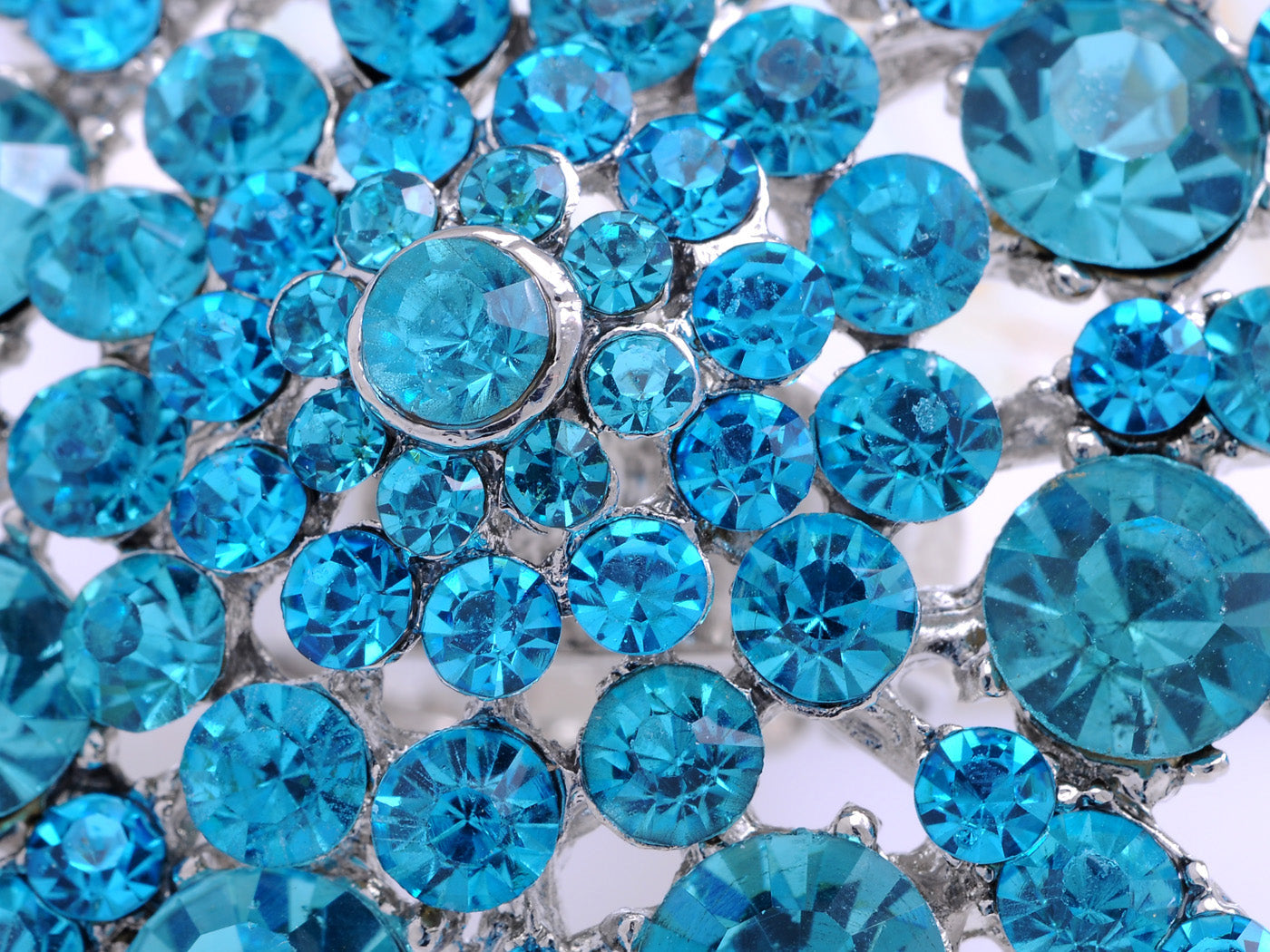 Stunning Face Aqua Blue Snowflake Flower Ring