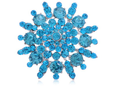 Stunning Face Aqua Blue Snowflake Flower Ring