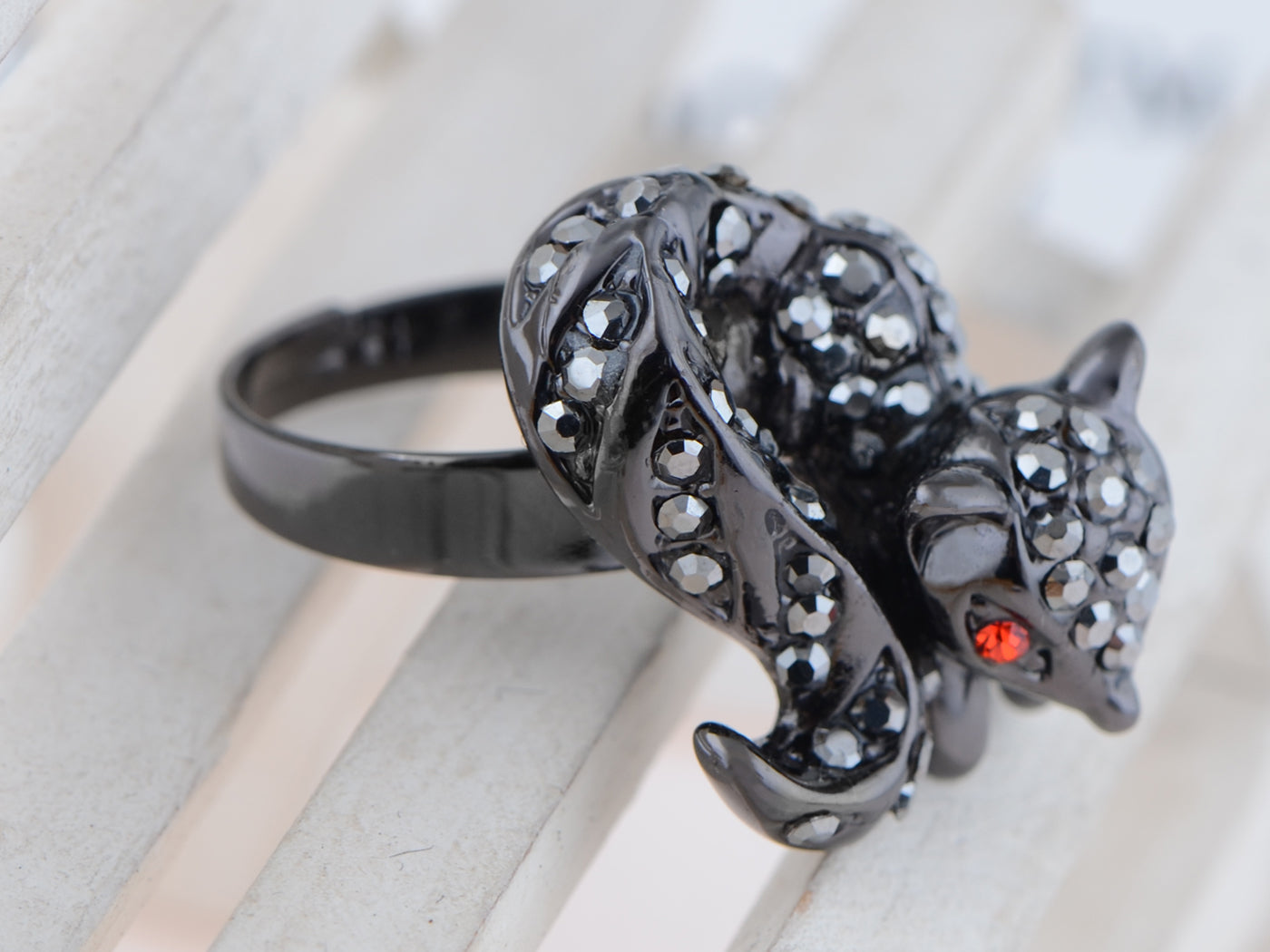 Black Body Animal Fierce Fox Ring For Women Girls