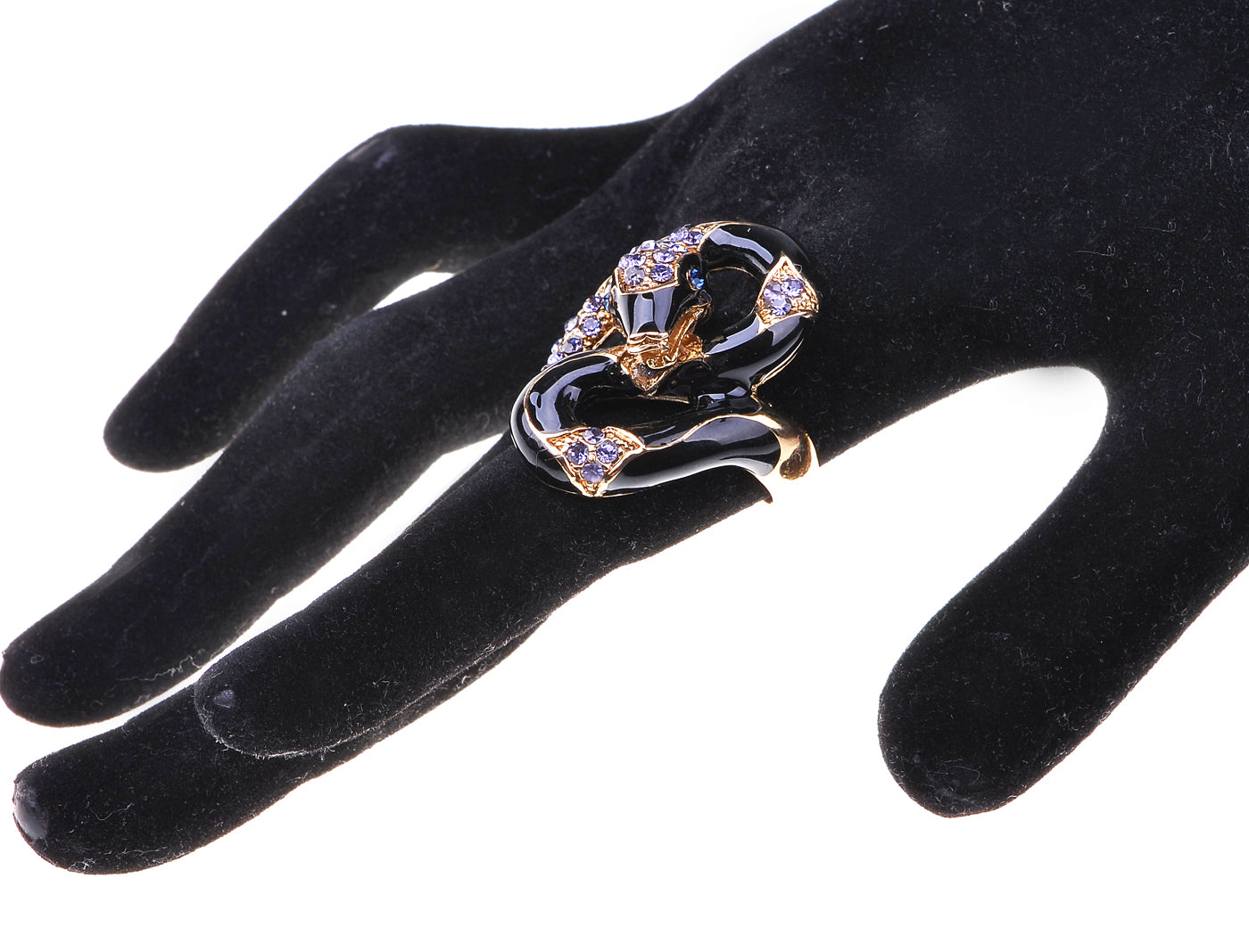 Black Gold Purple Wrap Around Snake Statement Rings