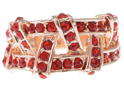 Ruby Embedded Criss Cross Design Ring