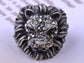 Black Grey Fierce Strong Lion Head Multi Size Statement Rings