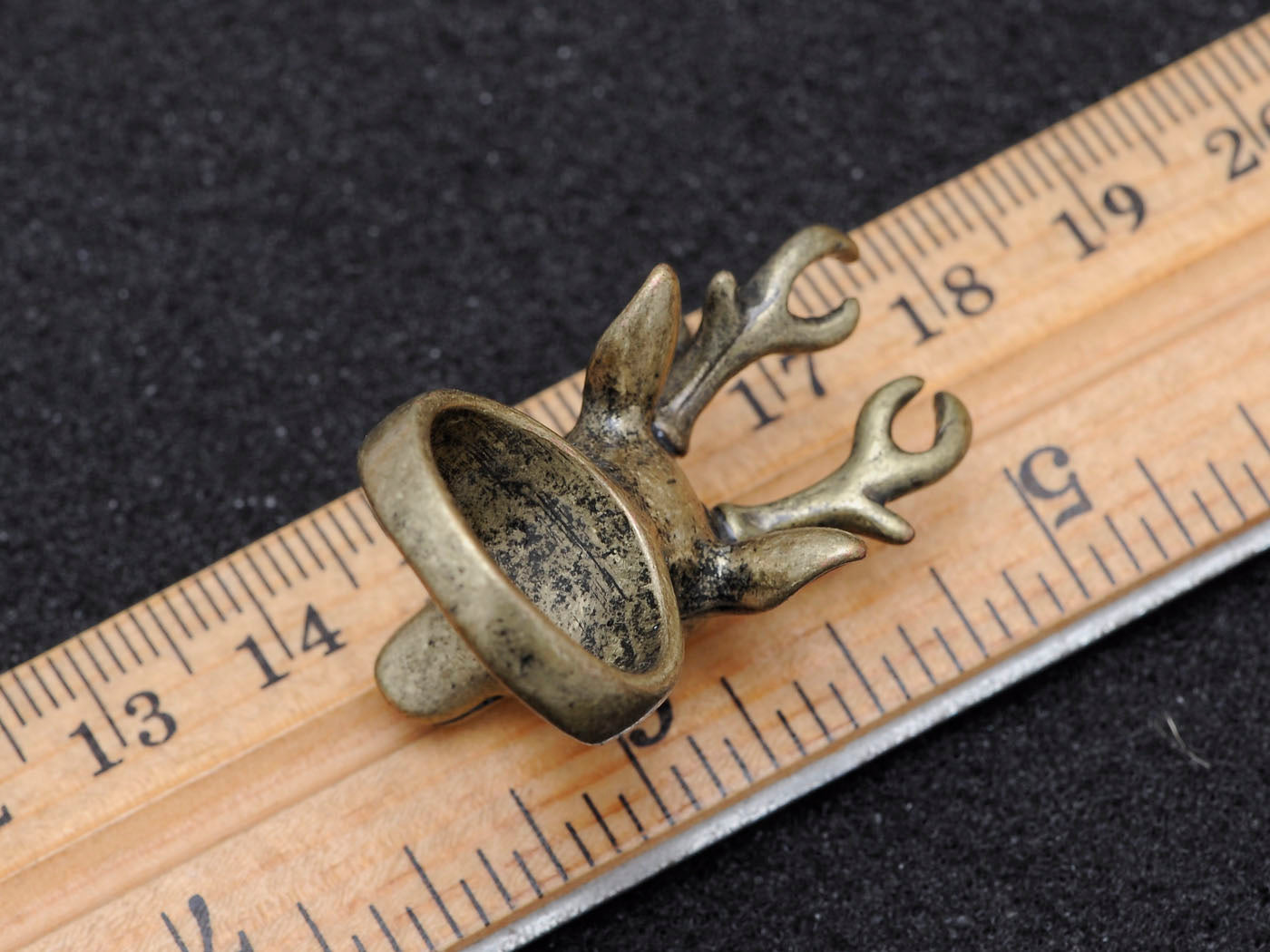 Unisex Antique Bronze Two Horn Reindeer Animal Easter Cosplay Ring