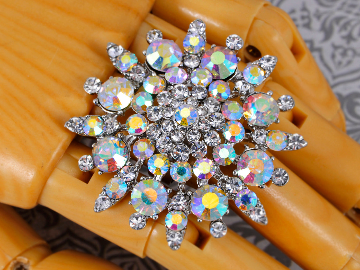 Stunning Face Aqua Blue Snowflake Flower Ring