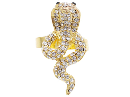 Hissing Cobra Snake Jet Black Ring