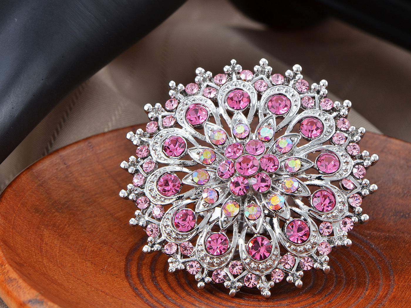 Light Rose Statement Umbrella Flower Ring