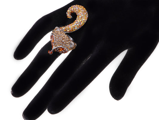 Topaz Brown Fox Head Light Topaz Body Tail Statement Ring