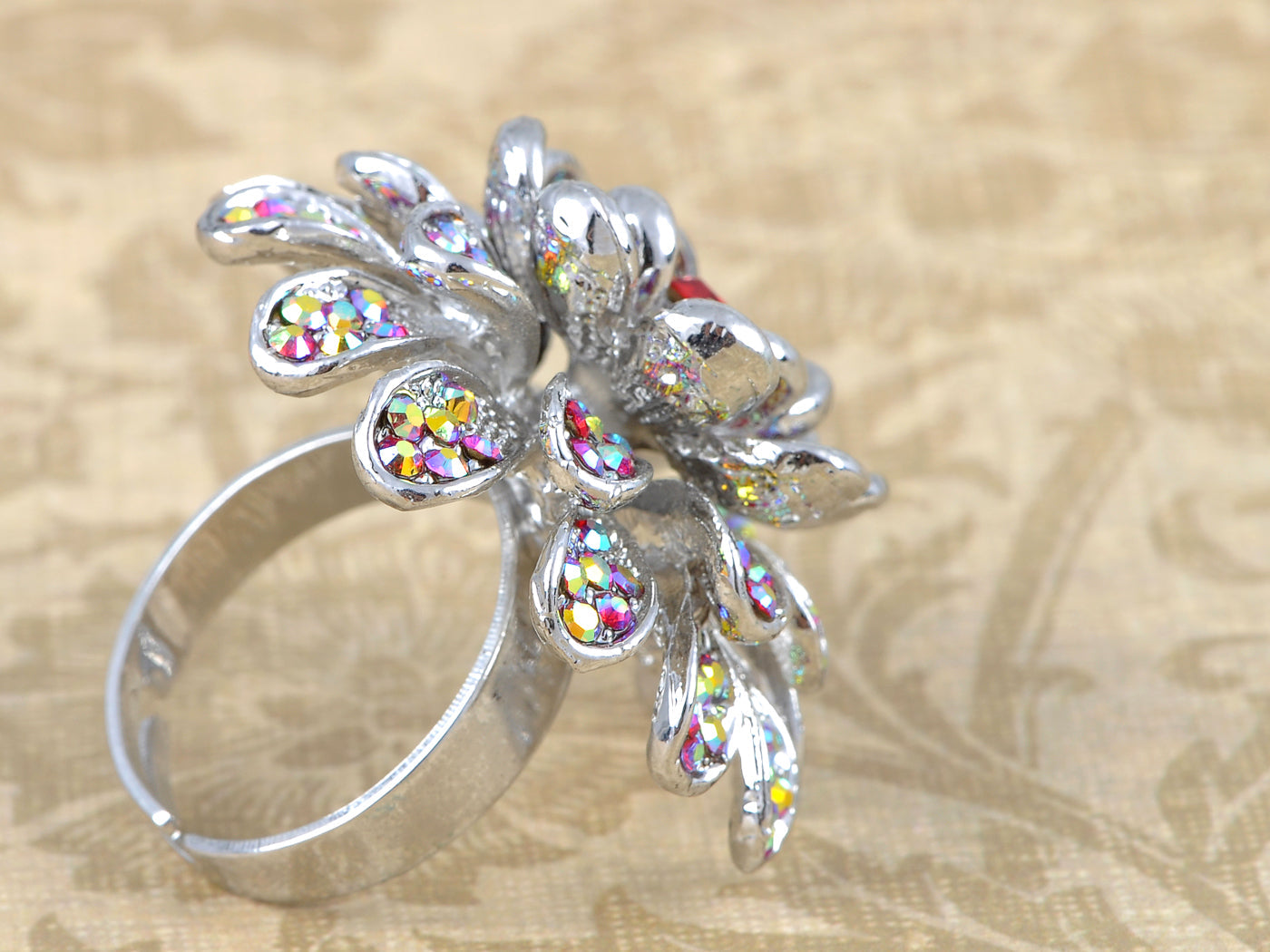 Fire Ruby Red Carnation Flower Ring
