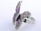 Butterfly Purple Enamel Amethyst Spring Ring