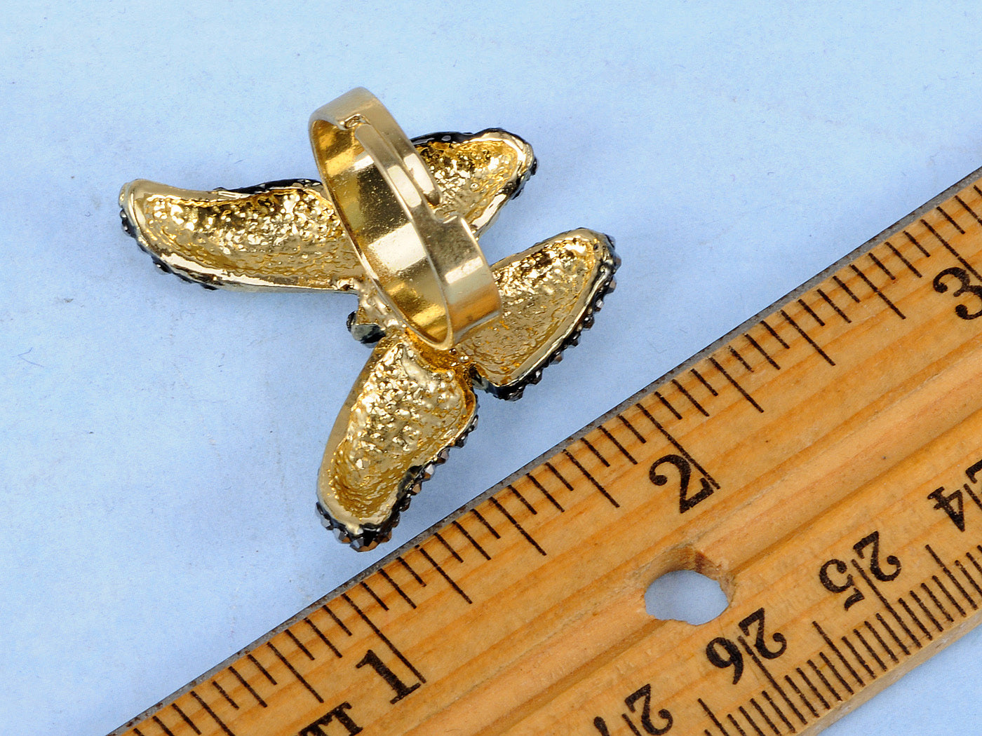 Jet Black S Turquoise Colored Enamel Butterfly Ring